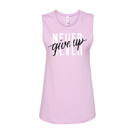 Never Give Up- Women's Jersey Muscle Tank