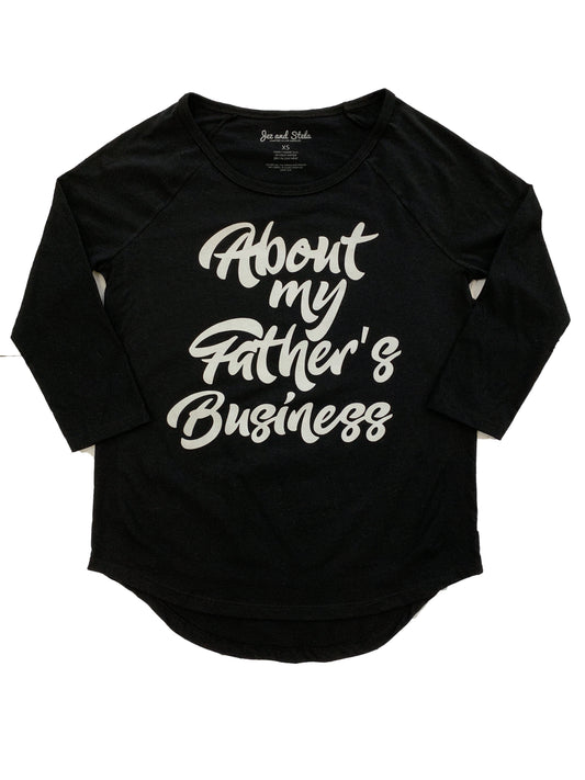 About my Father's... -Women's Black 3/4 Sleeve Raglan